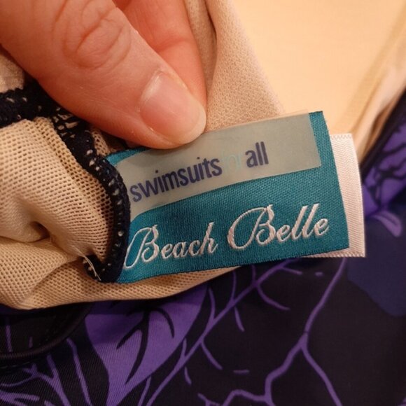 Beach Belle Floral Swimdress Babydoll Double Strap Tank One Piece Swimsuit - Picture 11 of 12